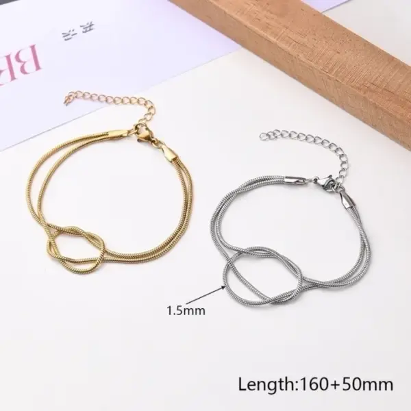 Casual Modern Style Minimalist Knot Solid Color 304 Stainless Steel 18K Gold Plated Bracelets In Bulk