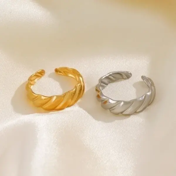 Minimalist Irregular 304 Stainless Steel 18k Gold Plated Plating Open Rings