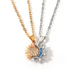 New Fashion Brass CZ Sun Moon Pendant Necklaces Supplier