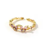 Brass Butterfly Design Colored CZ Adjustable Rings