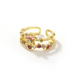Colored CZ Flower Brass Opening Rings