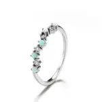 Stackable Brass Inlaid Imitated Opal Half Eternity Ring