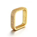 Simple Square Diamond-encrusted Gold Plated Ring Factory
