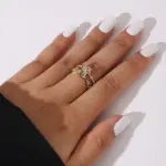 Colored CZ Flower Brass Opening Rings - Image 2
