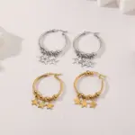 Fashion Star Hoop Earrings Stainless Steel Gift Jewelry