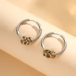 Two-tone Color Blocking Round Ring Earrings - Image 2