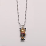 Teeny Gift Of Cute Bear Pendants With Fresh Water Pearl & Blue Agate