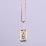 Baroque Pearl & Cubic Zirconium With Textured Geomety Necklace