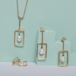 Baroque Pearl & Cubic Zirconium Geomety Earring - Image 2