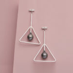 Tahiti Pearl & Cubic Zirconium Geomety Earring - Image 2