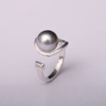 Tahiti Pearl & Cubic Zirconium With Sterling Silver Ring