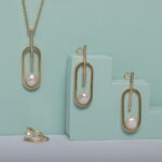 Baroque Pearl & Cubic Zirconium Geomety Earring - Image 2