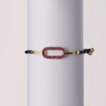 925 Sterling Silver With Creative Ruby & Nylon Black Cord Bracelet