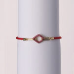 925 Sterling Silver With Creative Ruby & Nylon Red Cord Bracelet