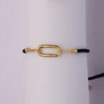 925 Sterling Silver Geometry Lovely Nylon Black Cord Bracelet