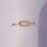 925 Sterling Silver With Cubic Zirconium & Nylon White Cord Bracelet