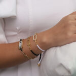 925 Sterling Silver With Cubic Zirconium & Nylon White Cord Bracelet - Image 2