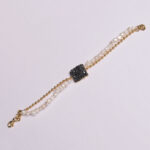 Drusy Ore Bracelet 18K Yellow Gold Plated Brass & Fresh Water Pearl