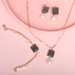 Drusy Ore Bracelet 18K Yellow Gold Plated Brass & Fresh Water Pearl - Image 2