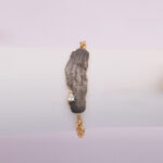 18K Yellow gold plated brass & cubic zirconium bark texture bracelet