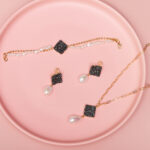 Drusy Ore Diamond Earring 18K Yellow Gold Plated Brass & Fresh Water Pearl - Image 2