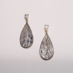 Pear Shape CZ with 925 Sterling Silver Posts Texture Earring