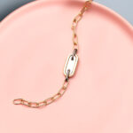 925 Sterling Silver Withe 18K Gold Plated Geomety Italy Style Bracelet - Image 2