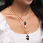 18K Yellow Gold Plated Brass & Fresh Water Pearl Fashion Necklace - Image 2