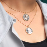 18K Yellow Gold & Black Rhodium Lucky Lira Coin Pendant Necklace - Image 2