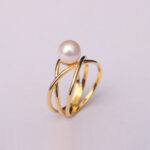 18K Yellow Gold Plated With Fresh Water Pearl Lovely Ring