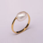 Fresh Water Pearl With Gold Plated Natural Ring