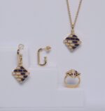 925 sterling silver ring with enamel and zirconia jewelry set