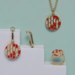 925 sterling silver pendant with enamel and zirconia jewelry set
