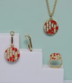 925 sterling silver pendant with enamel and zirconia jewelry set