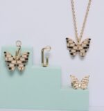 925 sterling silver butterfly earring with enamel and zircon jewelry set - Image 2