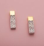 925 sterling silver hollow earring with gold plated - Image 2