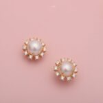 925 sterling silver freshwater pearl stud earring in gold plated - Image 2