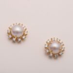 925 sterling silver freshwater pearl stud earring in gold plated
