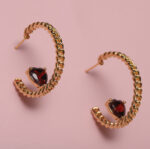 925 sterling silver hoop earring with garnet - Image 2
