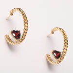 925 sterling silver hoop earring with garnet