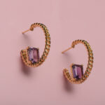 925 sterling silver hoop earring with amethyst - Image 2