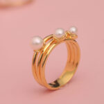 925 sterling silver freshwater pearl ring in 18k gold plated - Image 2