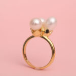 925 sterling silver freshwater pearl ring in gold plated - Image 2