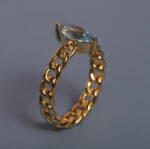 925 sterling silver gemstone ring with blue topaz