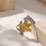 Stainless Steel Two Tone Starfish Ocean Adjustable Ring Manufacturer - Image 2