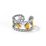 Stainless Steel Star Moon Heart Bead Opening Ring
