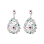 Brass Colorful Gemstone Drop Earrings