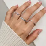 Stackable Brass Inlaid Imitated Opal Half Eternity Ring - Image 2